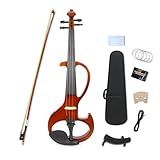 ModouString 4 String Electric Violin 4/4 full size violin kit with Ebony Fittings,Case, Bow, Cable and Other accessories for Beginners, Students, Adults Metallic Paint (Red)
