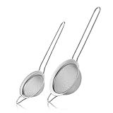 Fine Mesh Strainers, 2 Pack Mini Metal Sieve with Handle for Kitchen Filter