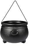 GIFTEXPRESS 12" Black Cauldron - Large Plastic St. Patrick's Day Pot of Gold Coin Party Bucket Decor - Halloween Witch Kettle For Candy, Treats & Punch Bowl