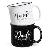 Maustic Mom and Dad Mugs, New Parents Gifts for Couples, New Mom and Dad Est 2026 Gifts for Expecting First Time Parents, 15 Oz