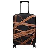 Explore Land Travel Luggage Cover Suitcase Protector Fits 23-26 Inch Case (Gold Fragile, M)