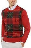 COOFANDY Mens Christmas Sweater Ugly Xmas Crewneck Sweaters Reindeer Snowflake Knitted Pullover Sweater Christmas Red/Green