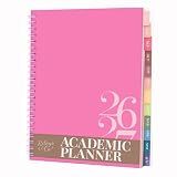 Rileys Academic Planner 2026-2027, Daily, Weekly & Monthly Planner, July 2026 - June 2027, Student Notes Pages, Twin-Wire Binding, Weekly Agenda for School & Work (8 x 6-Inches, Classic, Pink)