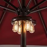 Nora·Gift Patio Umbrella Light with LED Edison Bulbs, Battery Operation Cordless-Outdoor Umbrella Pole Lights with 2 Lighting Modes for Garden，Patio, Backyard, Camping or BBQ - Brown(1 Pack)