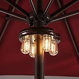 Nora·Gift Patio Umbrella Light with LED Edison Bulbs, Battery Operation Cordless-Outdoor Umbrella Pole Lights with 2 Lighting Modes for Garden，Patio, Backyard, Camping or BBQ - Brown(1 Pack)