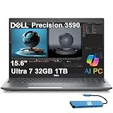 Dell Precision 3590 Mobile Workstation AI PC Laptop (15.6" FHD, Intel 12-Core Ultra 7 155U, 32GB DDR5, 1TB SSD) for Business, Engineer, FP, 2X Thunderbolt 4, 1080p RGB Webcam, IST HUB, Win 11 Pro