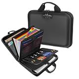 Fireproof Document Organizer with Lock, Hard-Shell Fireproof Document Box with 13 Pocket Accordion File Folder, Portable File Organizer Office Home Travel Safe Storage for Important Documents Laptop