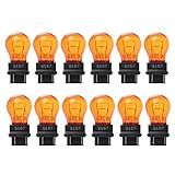 Kadiby 12 Pack 3157NA 3157A 3157 Amber Bulb, Parking/Side Maker/Turn Signal Auto Light Bulbs 3057A 4157NA 4057NA 12v 27/7w