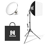 Softbox Lighting Kit, NiceVeedi 16'' x 16'' Softbox Photography Lighting Kit with 63” Tripod Stand & 5400K 450W Equivalent LED Bulb, Continuous Lighting for Photography/Video Record/Live Streaming