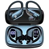 bmani Wireless Earbuds Bluetooth Headphones 48hrs Play Back Sport Earphones with LED Display Over-Ear Buds with Earhooks Built-in Mic Headset for Workout Black
