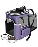BAGLHER Expandable Cat Carrier Backpacks, Retractable Pet Carrier Backpack for Small Dogs & Cats with Breathable Mesh, Travel Bag Up to 18 Lbs for Hiking Camping Outdoor - Purple