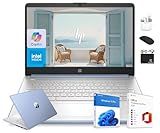 HP 14” Flagship Laptop 2025 AI-Powered Computer, Office Lifetime, Student Business, 4-Core Intel CPU, 16GB RAM 628GB Storage (128GB UFS+ 500GB Ext), Long Battery HubxcelAccessory Win 11 Pro Sky Blue