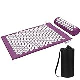 XiaoMaGe Acupressure Mat and Pillow Set with Bag - Large Size 28.7 X 16.5 inch Acupuncture Mat for Neck & Back Pain, Muscle Relaxation Stress Relief, Sciatica Pain Relief Pillow (Purple)
