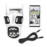 STONVUE 9MP Three Lens Wireless Outdoor Security Camera, 360° Pan/Tilt, 2.4GHz WiFi, AI Auto Tracking, No Blind Spot,24/7 Recording, Night Vision,Spotlight,2-Way Audio, IP66, for Home Surveillance