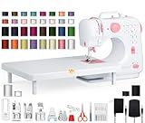 Portable Sewing Machine for Beginners – 12 Built-in Stitch Options, Adjustable 2-Speed Foot Pedal, LED Sewing Light, and 32 Color Thread Kit – Ideal for Home Sewing, Alterations & DIY Projects