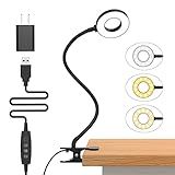 iZELL Desk Lamp, [3 Color Modes & 10 Brightness] LED Reading Light with Clamp, Silicone Flexible Arm Book Light for Kids Reading Book in Bed at Night Clip on Table, Headboard, Dorm - 15.8‘’ Black