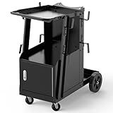 YESWELDER Welding Cart with Large Capacity Lockable Cabinet, for MIG/TIG/Stick Welders and Plasma Cutters, Heavy Duty 360° Swivel Wheels Welding Trolley