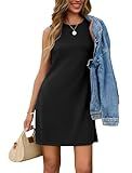 SAMPEEL Summer Dresses for Women 2025 Black Round Neck Casual Sundresses Beach Vacation Clothes M