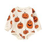 Baby Halloween Outfit Boy Girl Pumpkin Patch Onesie Sweatshirt Romper Sweater Shirt Cute Newborn Toddler Clothes 3-6 Months Halloween Pumpkin Cream