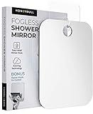 HONEYBULL Fogless Shower Mirror for Shaving – Anti-Fog Acrylic Mirror with Razor Holder, No-Drill Wall Mount, Flat Design for Steam Showers, Medium 6x8in