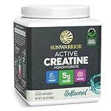 Sunwarrior Creatine Monohydrate Powder Micronized PreWorkout Recovery Supplement | Support Muscle Building Strength Training Cognition | Vegan & Keto Friendly Bulk Size (120 Servings) Unflavored