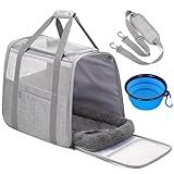 JUNGYOUN Premium ​Cat Carrier - ​Pet Carrier for Cat & Small Dogs up to 15lbs - ​Airline Approved Travel Dog Carrier with Anti-Escape Zippers, Collapsible Travel Bowl & Padded Strap