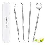 PARYUNGR Dental Tools, Professional Teeth Cleaning Oral Care Hygiene Kit, Stainless Steel Dental Pick Tooth Scraper Tartar Plaque Remover for Dentist, Personal, Pet Use with Storage Box
