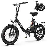INVANTI Foldable Electric Bike, 1000W Peak Motor Ebikes for Adults, 25MPH Top Speed 45Miles, 20" Step-Thru Fat Tire E-Bike for All Terrains with Rear Rack, Front Suspension Commuting Bicycle, Black