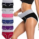 Annenmy Tummy Control Postpartum Underwear for Women Cotton High Waisted Underwear Full Coverage Briefs Ladies underwear Panties Plus Size, Black/Gray/Pink/Navy Blue/Purple/Red, XX-Large