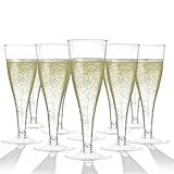 Prestee 100 Pack Clear Plastic Champagne Flutes - 4.5 oz Durable Disposable Champagne Glasses for Parties, Weddings, Toasting and Large Celebrations - Elegant Wine Glasses Stemware for Easy Cleanup