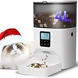 Automatic Cat Feeder, 4L Cat Food Dispenser with 10s Voice Recorder, Pet Feeder up to 8 Meals per Day, Timed Dog Feeder with Dry Food Sealed Ring