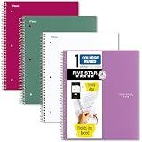 Five Star Spiral Notebook + Study App, 100 Sheets, 1 Subject, College Ruled Paper, Fights Ink Bleed, Water Resistant Cover, 820337-ECM, Purple, Pink, White & Green, 8-1/2" x 11", 4 Pack