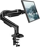 HUANUO Single Monitor Mount, 13 to 32 Inch Pneumatic Spring Monitor Arm, Adjustable Monitor Stand, Vesa Mount with Clamp and Grommet Base - Fits 4.4 to 19.8lbs LCD Computer Monitors
