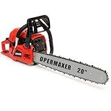 OPERMAXER 58CC 20 Inch 2-Cycle Gas Powered Chainsaw, 12500r/min 3.8 HP Chainsaw Gas Powered, Low Kickback, Anti-Vibration, Protective Design for Trees Wood Cutting(Red)