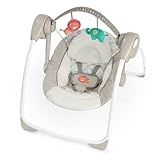 Ingenuity Soothe 'n Delight Compact Portable 6-Speed Plush Baby Swing with Music, Folds Easy, 0-9 Months 6-20 lbs (Cozy Kingdom)