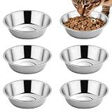 Tifanso 6PCS 5.6" Stainless Steel Whisker Friendly Cat Food & Water Bowls