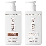 Native Coconut & Vanilla Shampoo and Conditioner Contain Naturally Derived Ingredients | All Hair Types, Color & Treated, Fine to Dry Damaged, Sulfate & Dye Free - 2-Pack