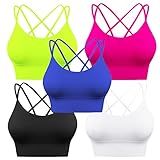 Sykooria Women's Workout Bras Padded Strappy Sports Bras for Women Pack Gym Ccop Tank Top with Pads