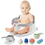 TOSGN Baby Bath Seat for Babies 6 Months & up, 3 Baby Bath Toys, Non-Slip Baby Bath Seat, Safe & Comfortable Baby Bath Support, for Bathtub/Living Room/Shower Room, Grey