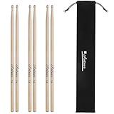 Antner 3 Pairs Maple Wood Drumsticks 7A Drum Sticks for Kids and Beginners