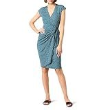 Amazon Essentials Women's Classic Cap Sleeve Wrap Dress with V Neck (Available in Plus Size), Blue Daisy, 1X