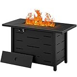 Walsunny 43 inch Outdoor Propane Fire Pit 50,000 BTU Gas Fire Pit Table with Lid, Waterproof Cover, Rectangle Gas Firepit Table for Garden/Patio, CSA Certification