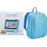 Amazon Fire HD 8 Kids Tablet (32 GB, Blue, 6 months Kids+, 2024 release) + Backpack Bundle