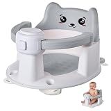 Baby Bath Seat for Babies 6 Months and Up, Non-Slip Bathtub Support Seat for Toddlers, Portable Infant Bath Chair with Strong Suction Cups, Safety Armrest & Cute Bear Backrest