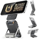 SUPCASE for MagSafe Wallet with Adjustable Stand, Hold 5 Cards, Silver