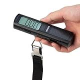 INFOOD Battery-Free Digital Luggage Scale, Suitcase Scale for Travel, Portable Luggage Weight Scale with Hook & LCD Display for Luggages, Packages & Bags, 110lb/50kg Handheld Scale, Black
