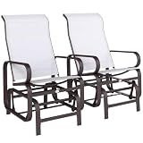 Outsunny Outdoor Glider Chair Set of 2, Smooth Gliding Mechanism, Beige
