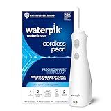 Waterpik Cordless Pearl Rechargeable Portable Water Flosser for Teeth, Gums, Braces Care and Travel, Extra Quiet, 4 Flossing Tips - ADA Accepted, WF-13 White, Amazon Exclusive
