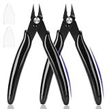 EamPrsk 5 Inch Flush Cutters, 2 Pack Micro Wire Cutters, Zip Tie Cutter
