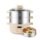 Joydeem Electric Food Steamer for Cooking, 2-Tier Stainless Steel Vegetable & Food Steamers, 13L/13.7 qt Large Capacity, DZG-A100